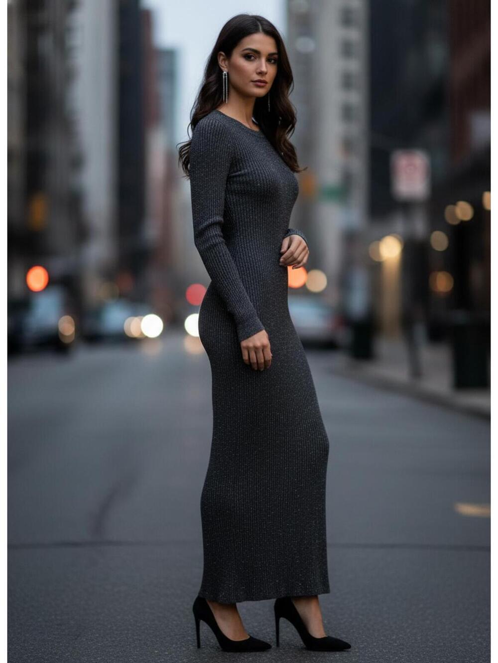Daily Practice by Anthropologie Sheer Sparkle Sweater Midi Dress XL